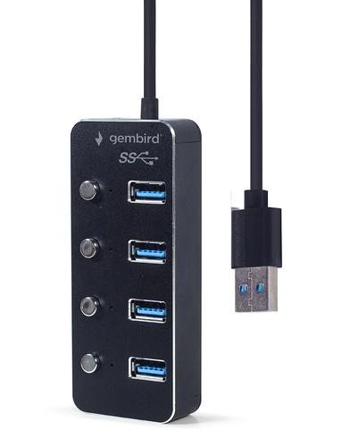 Gembird UHB-U3P4P-01 interface hub USB 3.2 Gen 1 (3.1 Gen 1) Type-A 5000 Mbit/s Black