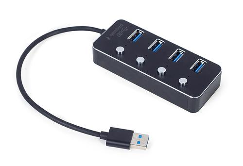 Gembird UHB-U3P4P-01 interface hub USB 3.2 Gen 1 (3.1 Gen 1) Type-A 5000 Mbit/s Black