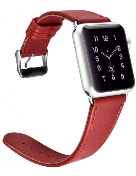 ICARER LÆDER VINTAGE BAND APPLE WATCH 1/2/3 38MM RØD