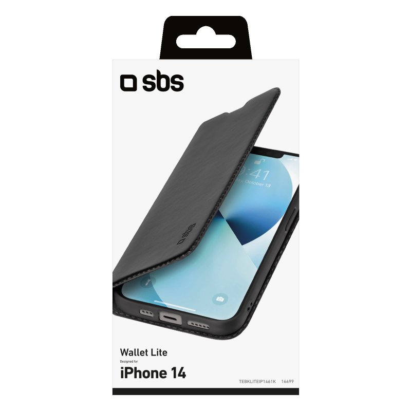 SBS Novelty Book Wallet Lite cover til iPhone 14 / 13®. Sort