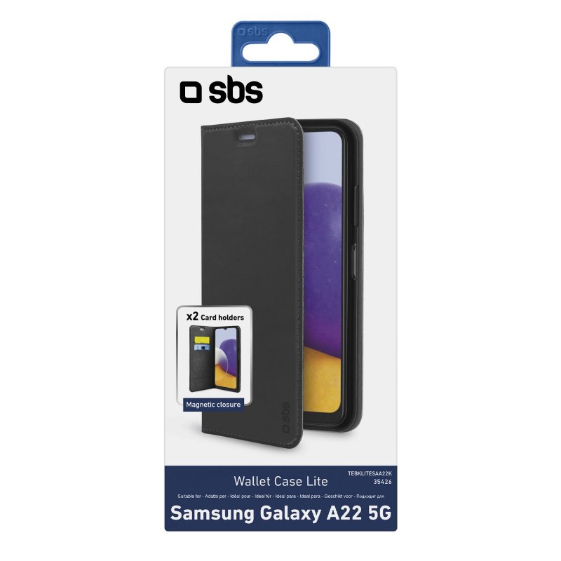 SBS Book Wallet Lite cover til Samsung Galaxy A22 5G®. Sort