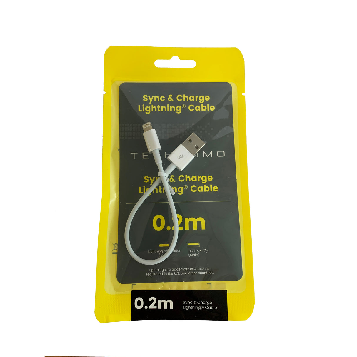 Techammo Lightning kabel. 0,2m. Hvid
