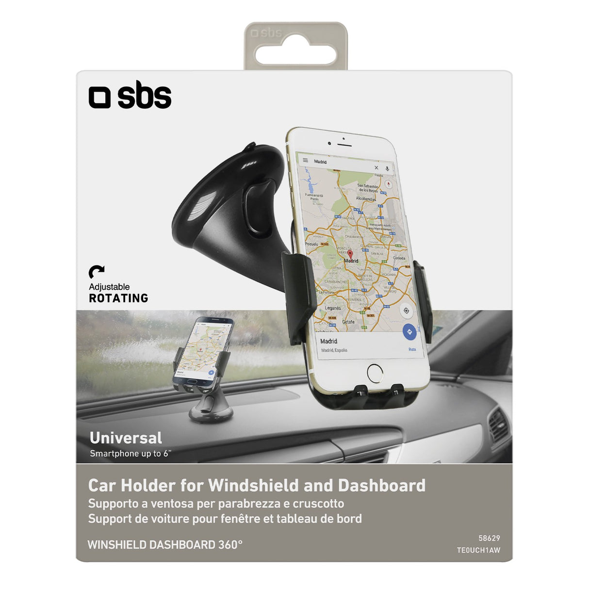 SBS Freeway mobilholder til bilen. Sort