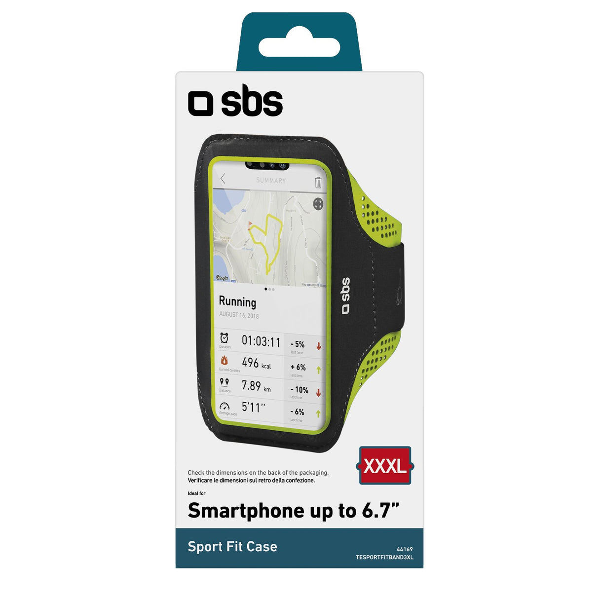 SBS XXXL mobilholder til armen til sport. Sort/grøn