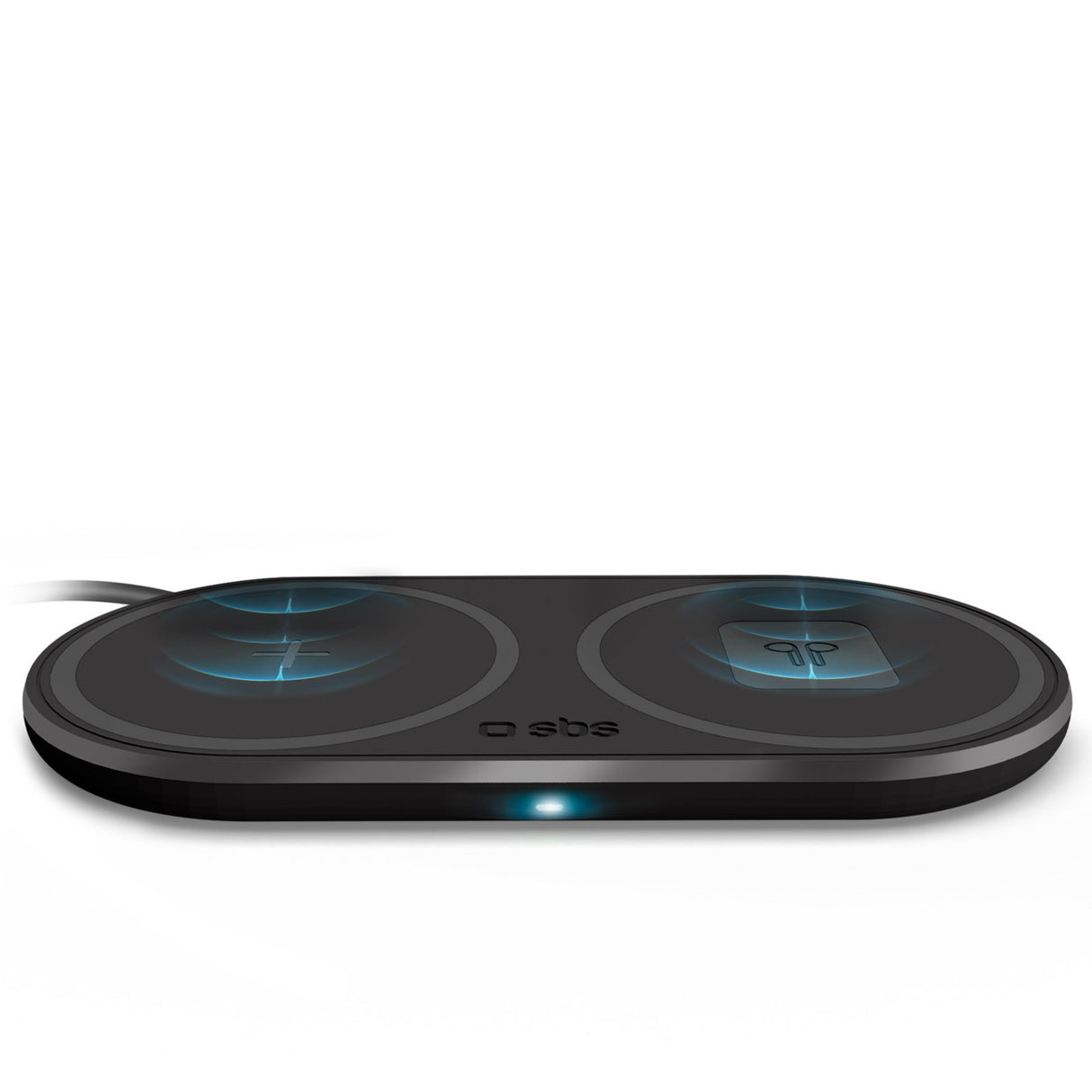 SBS dobbelt trådløs 10W+10W Qi opladerplade. Sort