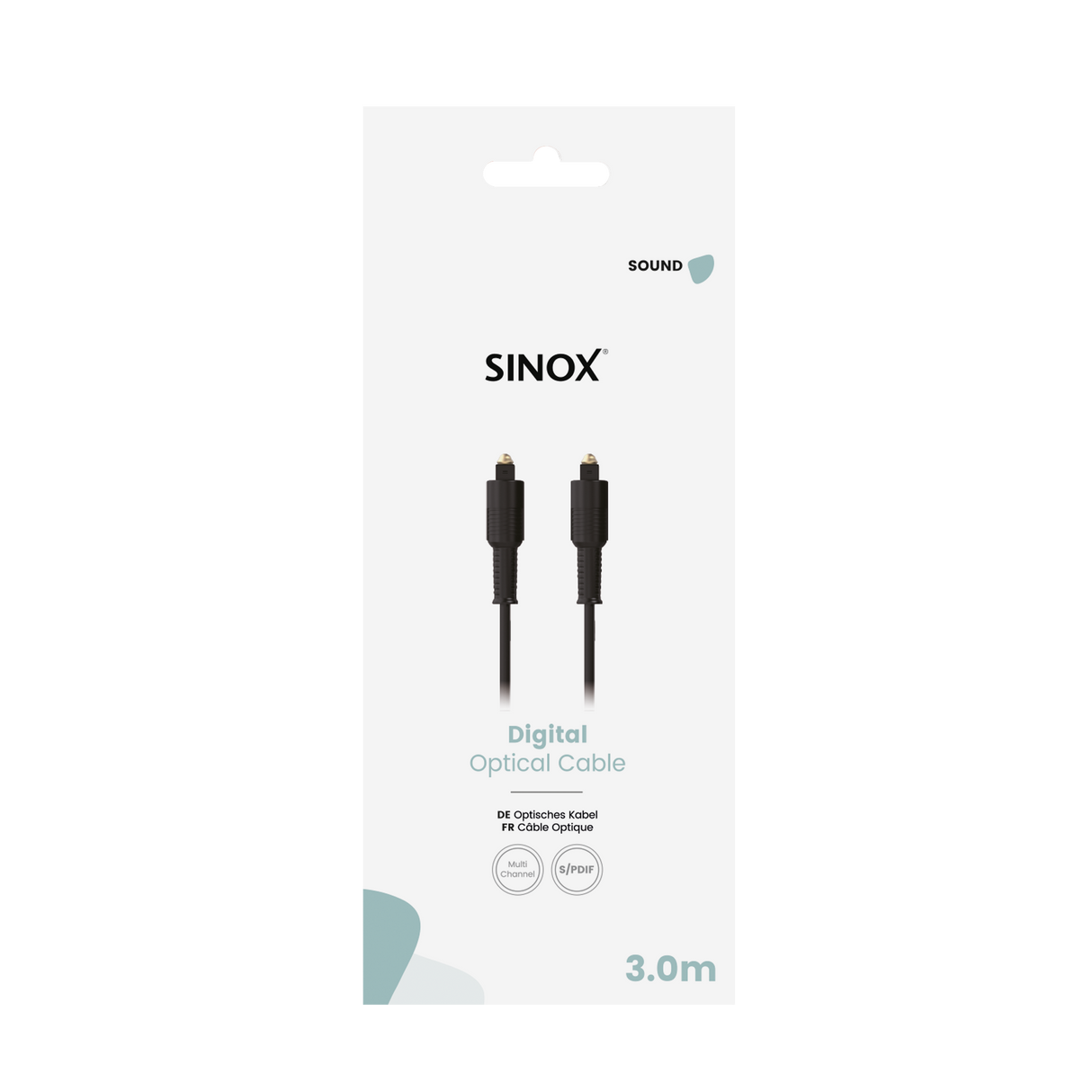Sinox Optisk kabel. 3m. Sort