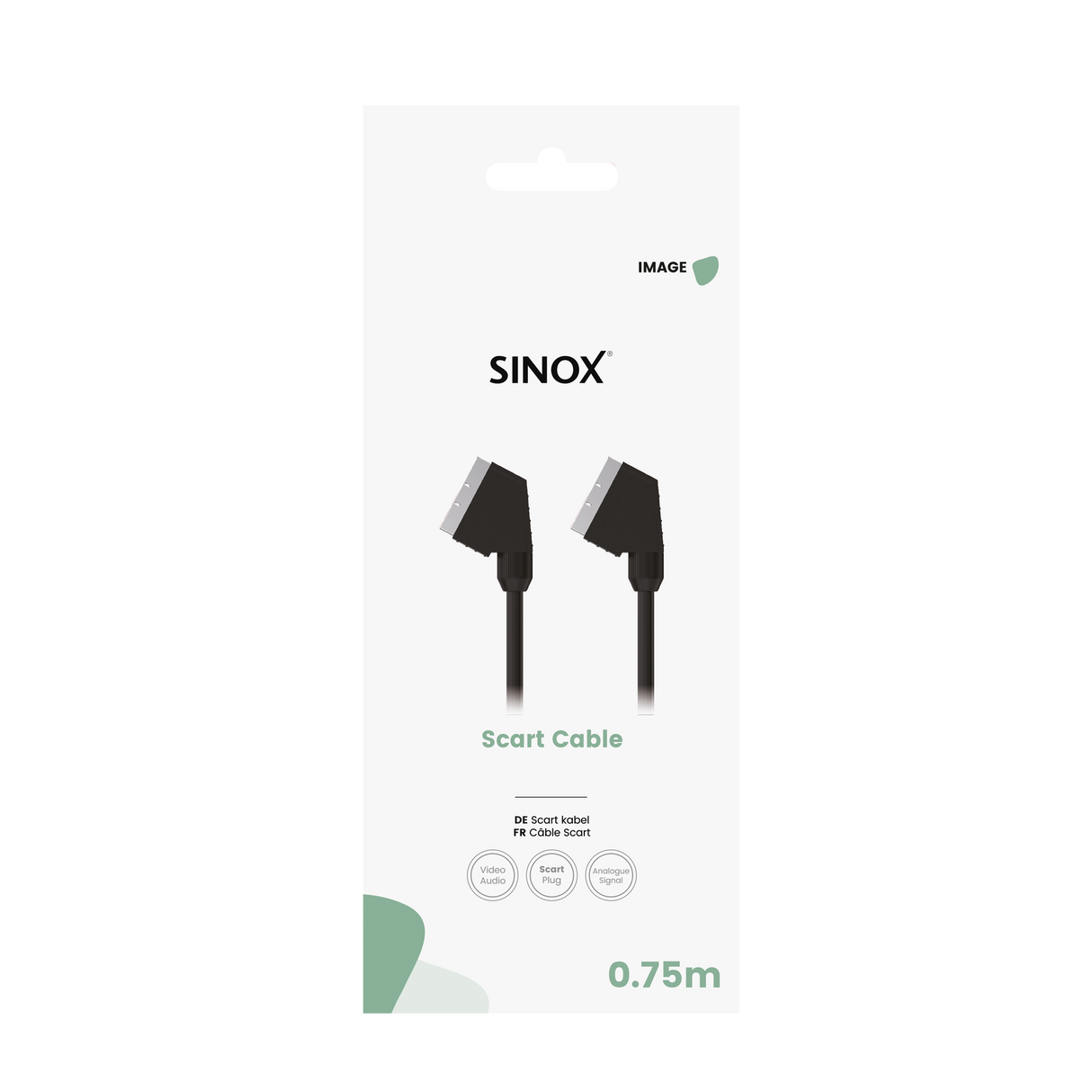 Sinox Scart kabel. 0,75m. Sort