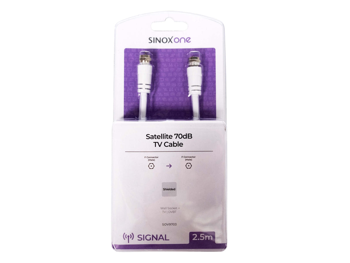 Sinox satellitkabel. 2.5m. Hvid