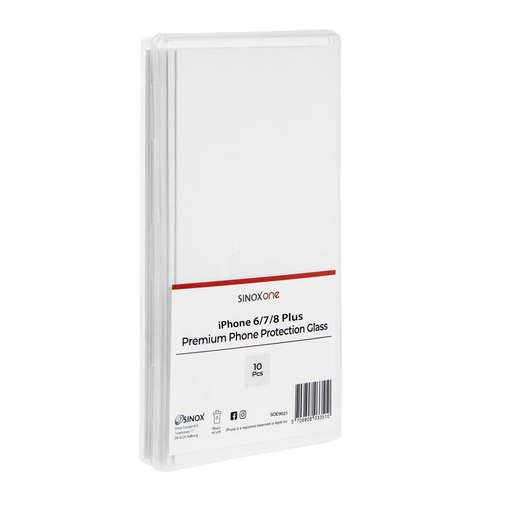 Sinox Protection Glass. 10 stk iPhone 6+/7+/8+