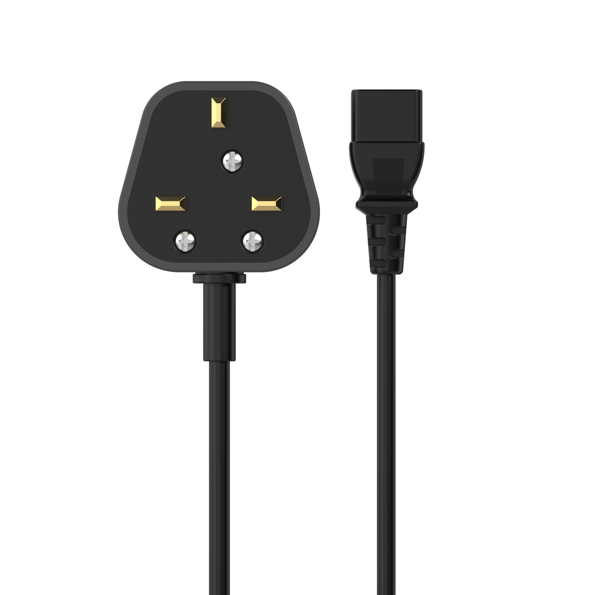 Sinox 3-pin strømkabel med UK stik. 1,8m. Sort