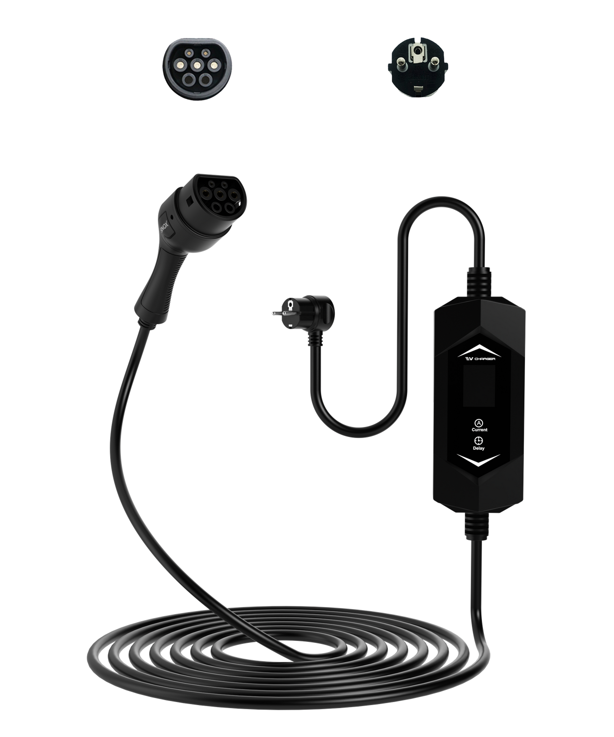 Sinox EV-opladningskabel Mode 2. 6-16A 1 fase. 5m. Sort