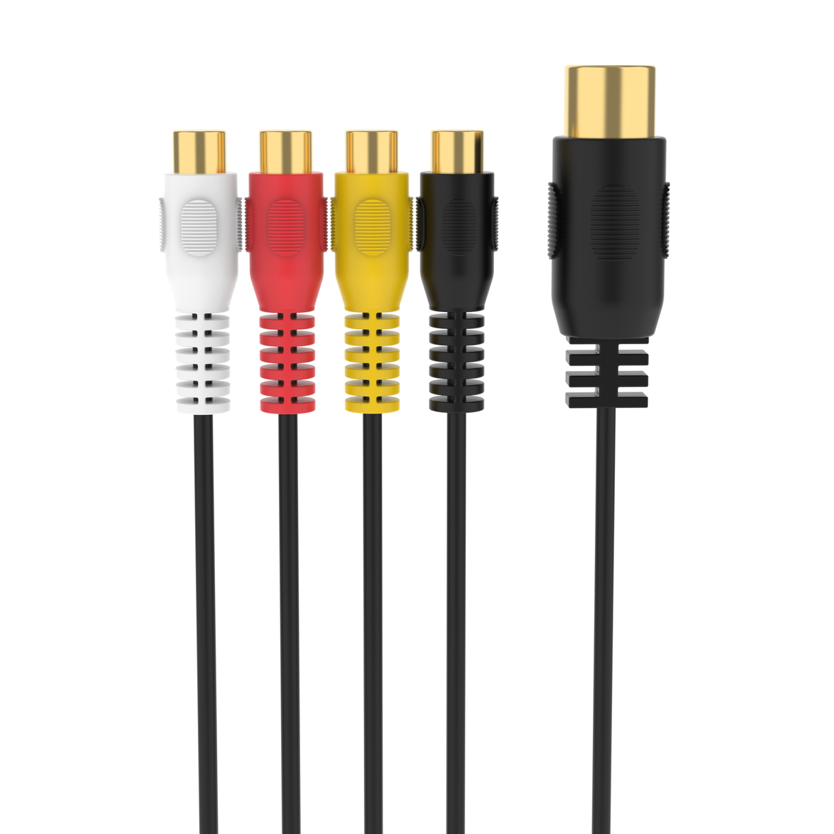 Sinox 5-pin DIN til 4 phono kabel. 0,2m. Sort