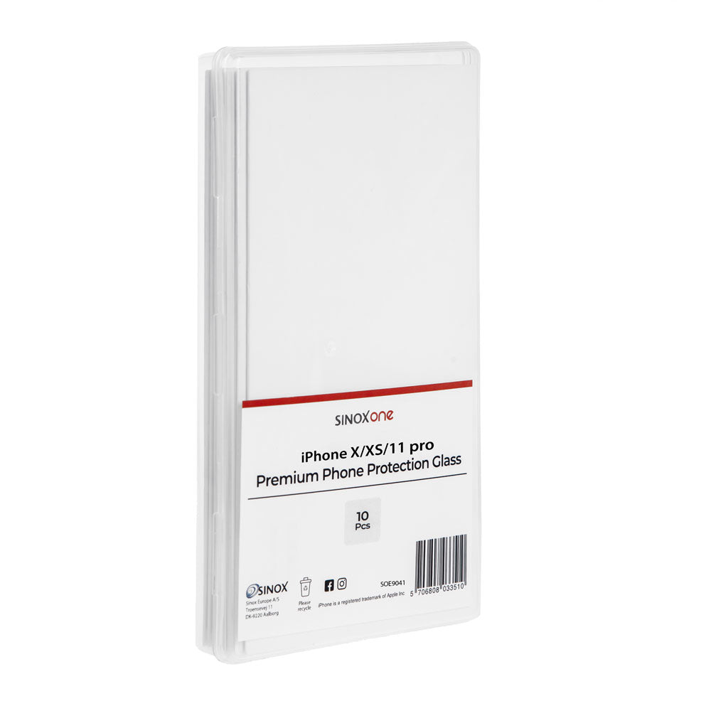 Sinox Protection Glass. 10 stk iPhone X/XS/11 Pro