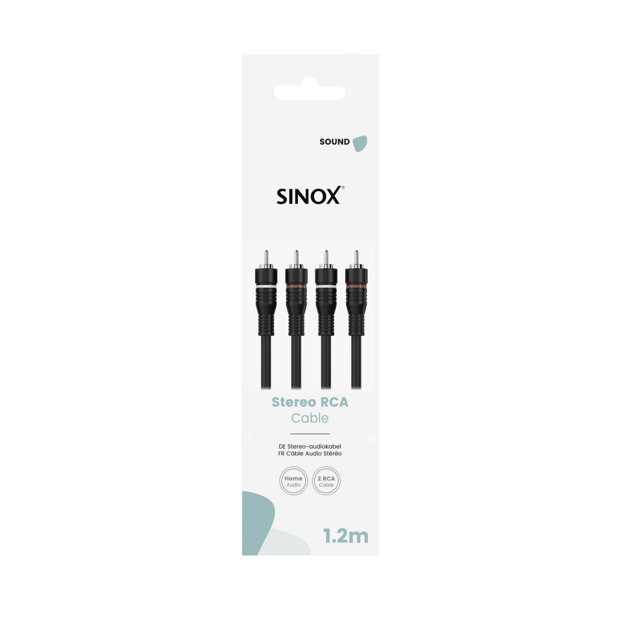 Sinox Phono kabel. 1,2m. Sort