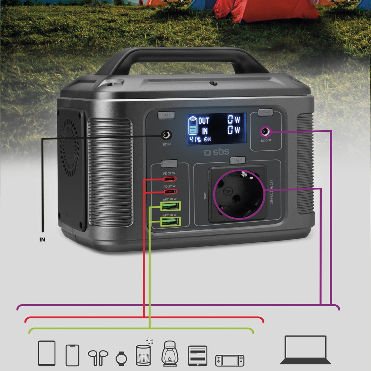 Sbs Portable 200W charging station. Sort