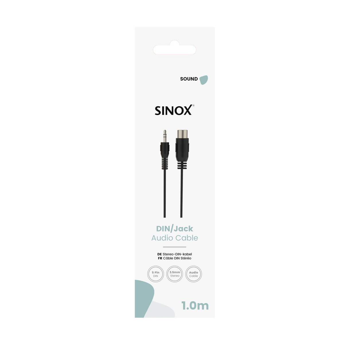Sinox 5-pin DIN til mini jack kabel. 1m. Sort
