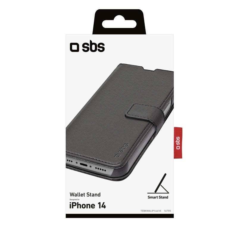 SBS Novelty Book Wallet cover med stand-funktion til iPhone 14 / 13®. Sort