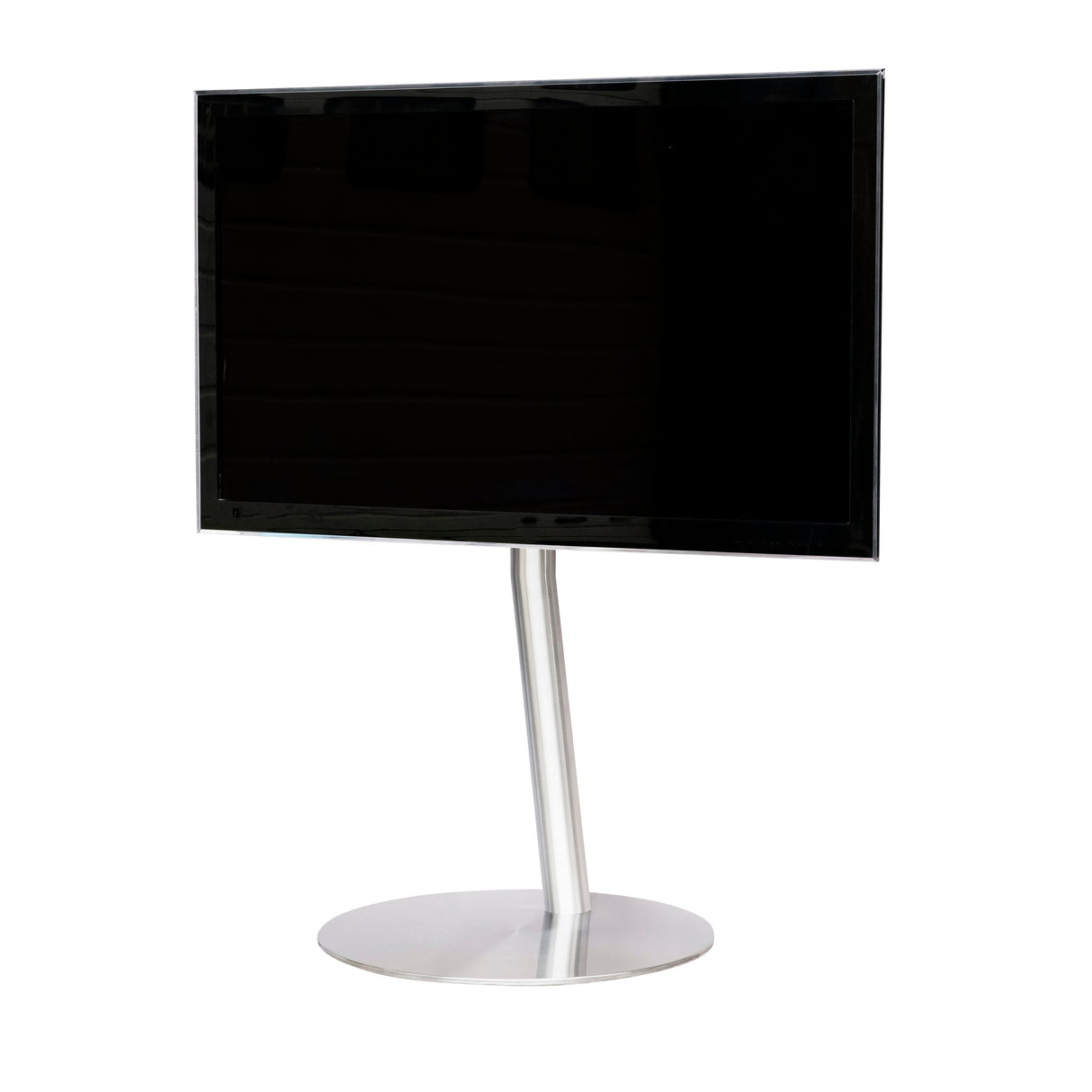 Sinox StandView TV gulvstand, vinklet med drejbar top. 26"-65". Alu finish
