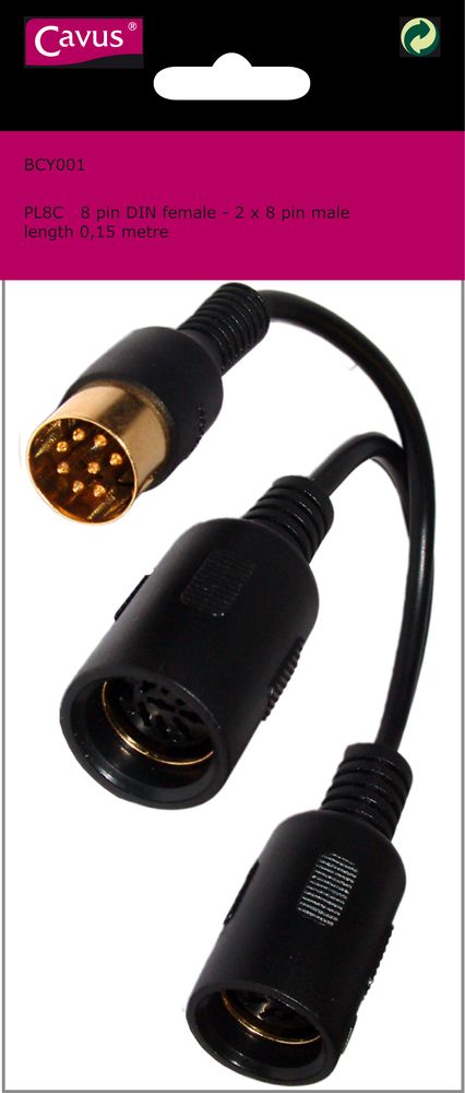 Cavus adapter kabel 8-pin DIN. 0,15m. SortCavus adapterkabel 8-pin DIN. 0,15m. Svart