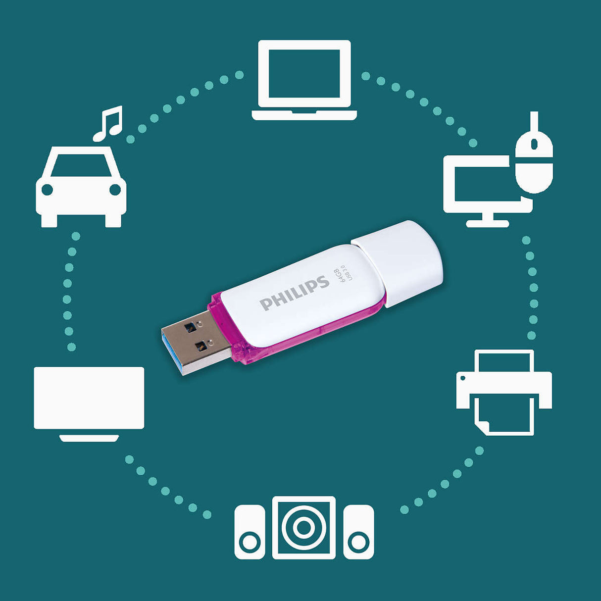 Philips Flash Drive. 64GB. Snow edition 3.0