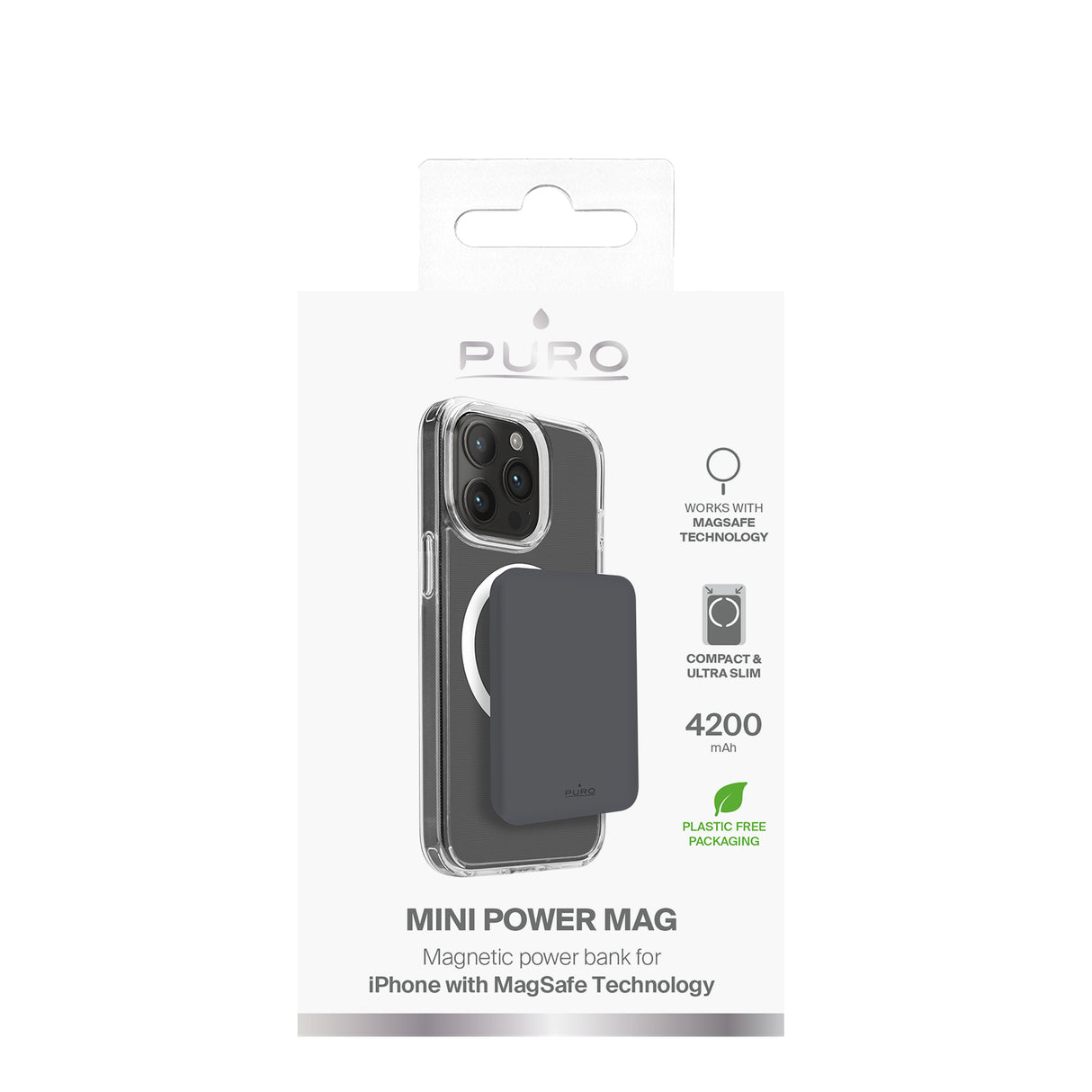 PURO Power Bank Wireless "Mini Power Mag" 4200 mAh til iPhone
