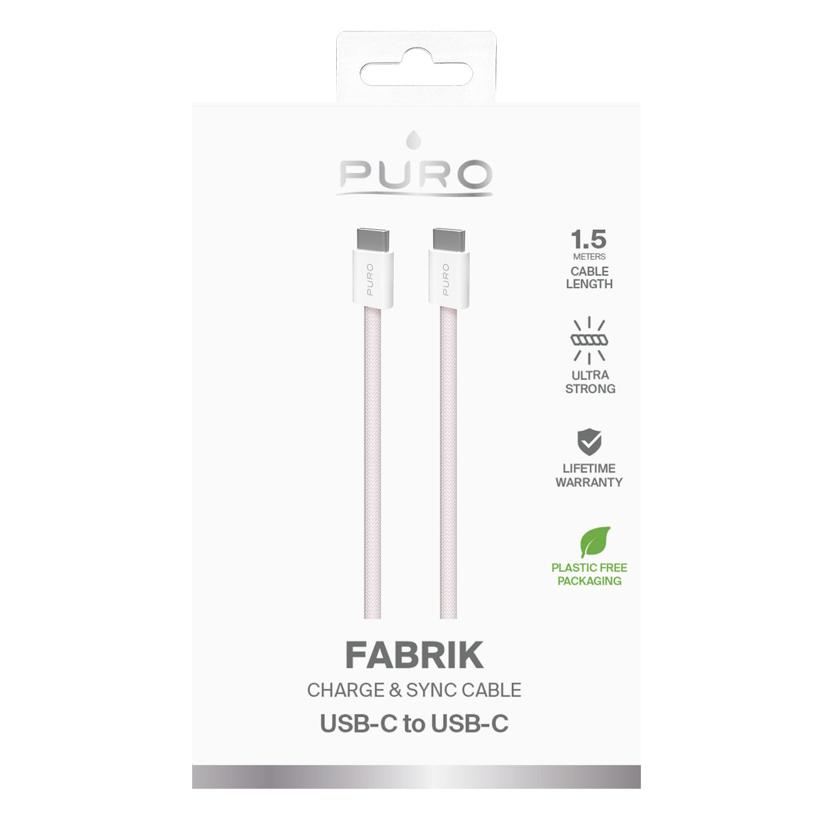 PURO Fabrik 2.0 60W USB-C til USB-C opladnings- og synkroniseringskabel 1,5 m