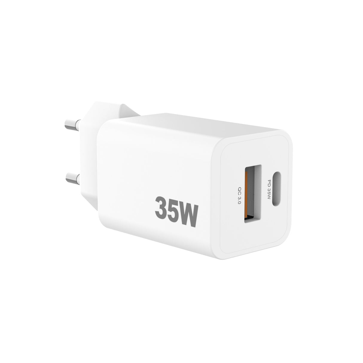 Sinox PRO 230V USB-A+USB-C PD oplader 35W. Hvid