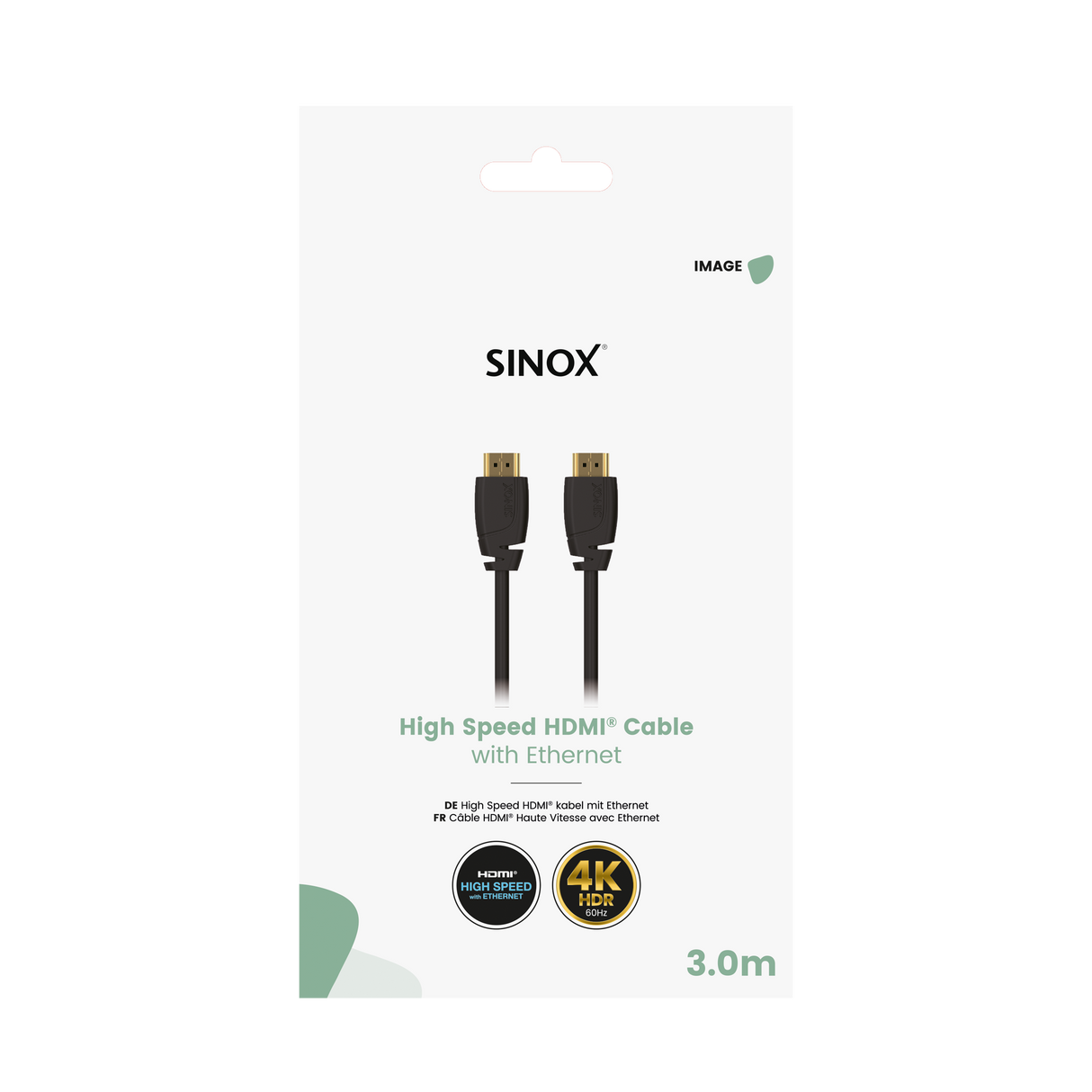 Sinox HDMI™ kabel 4K60Hz+E. 3m. Sort