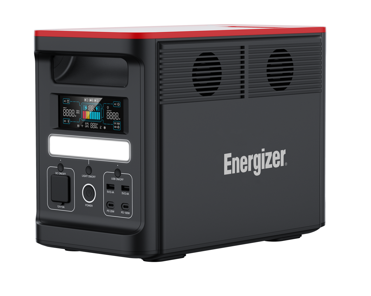 Energizer 1536Wh nødstrømsanlæg med 1800W output. Sort