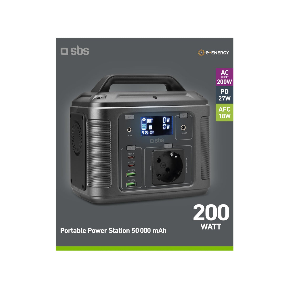 Sbs Portable 200W charging station. Sort