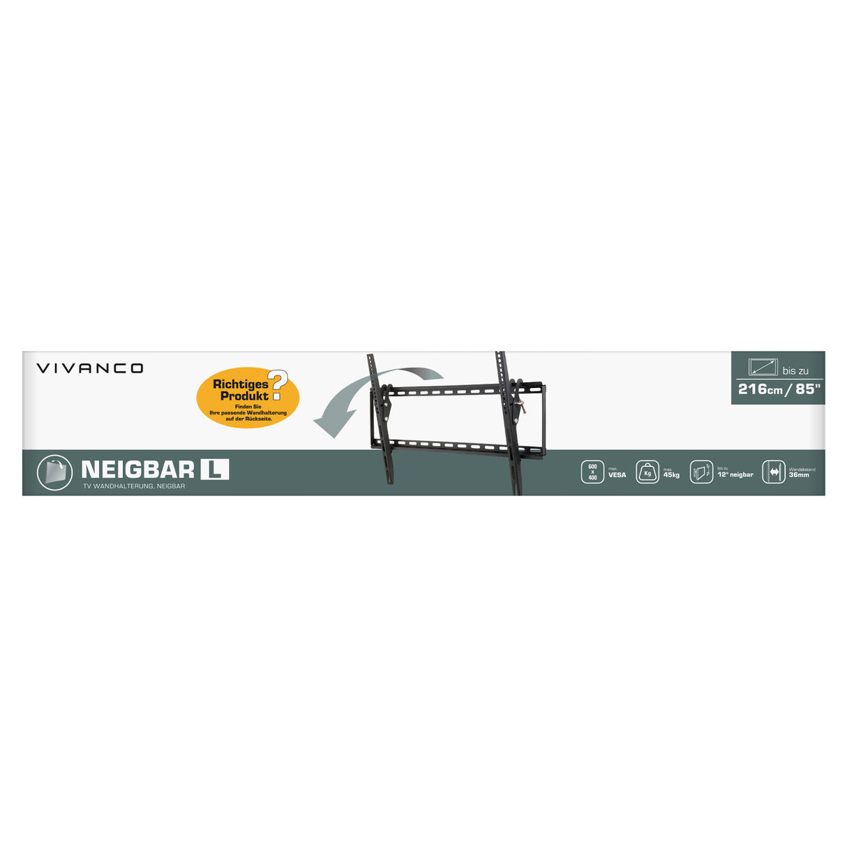 Vivanco TV-vægbeslag, TILT, 55", 45 kg, VESA 600x400