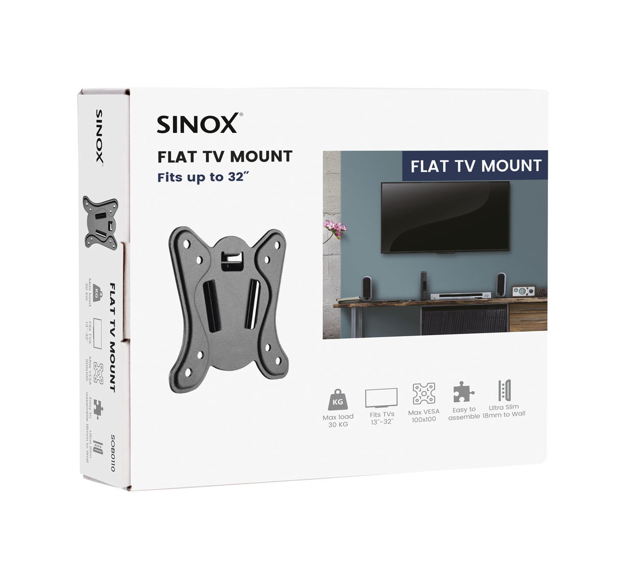 Sinox One TV vægbeslag. 13"-22". Sort