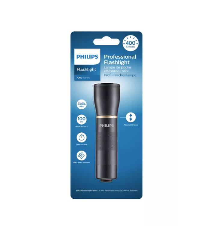 Philips Pro LED lommelygte. Sort