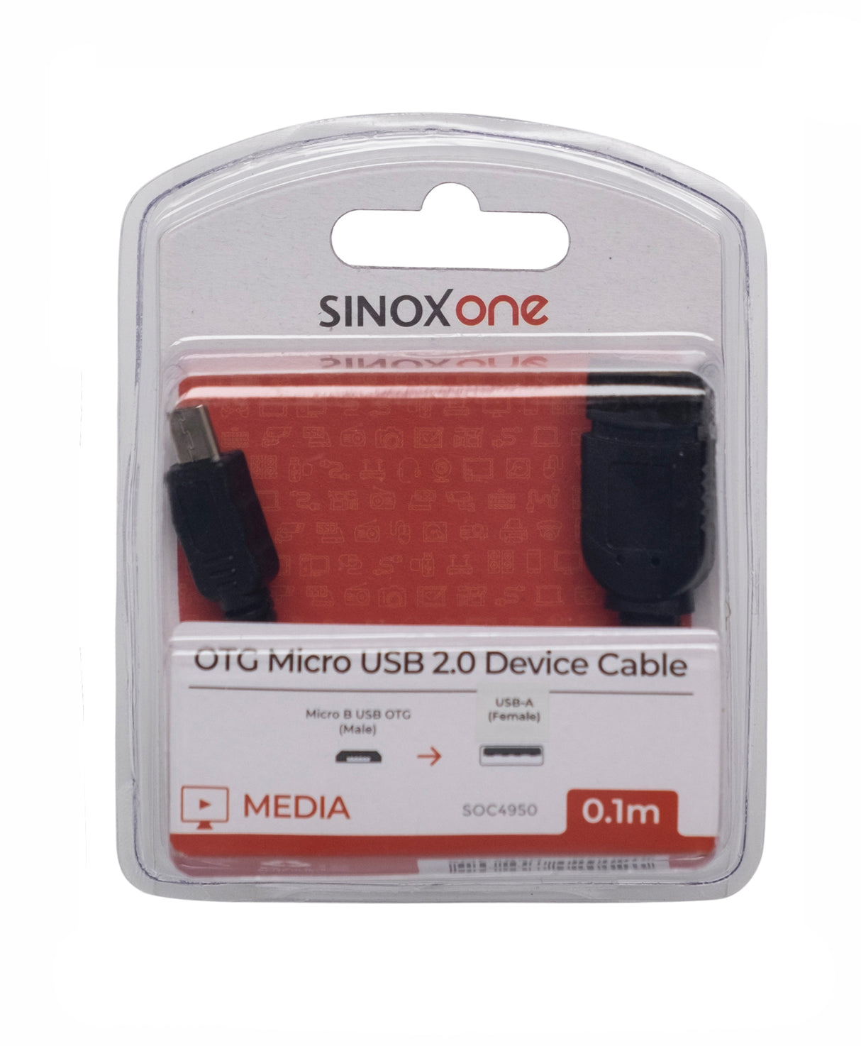 Sinox One USB Micro OTG adapter. 0,1m. Sort