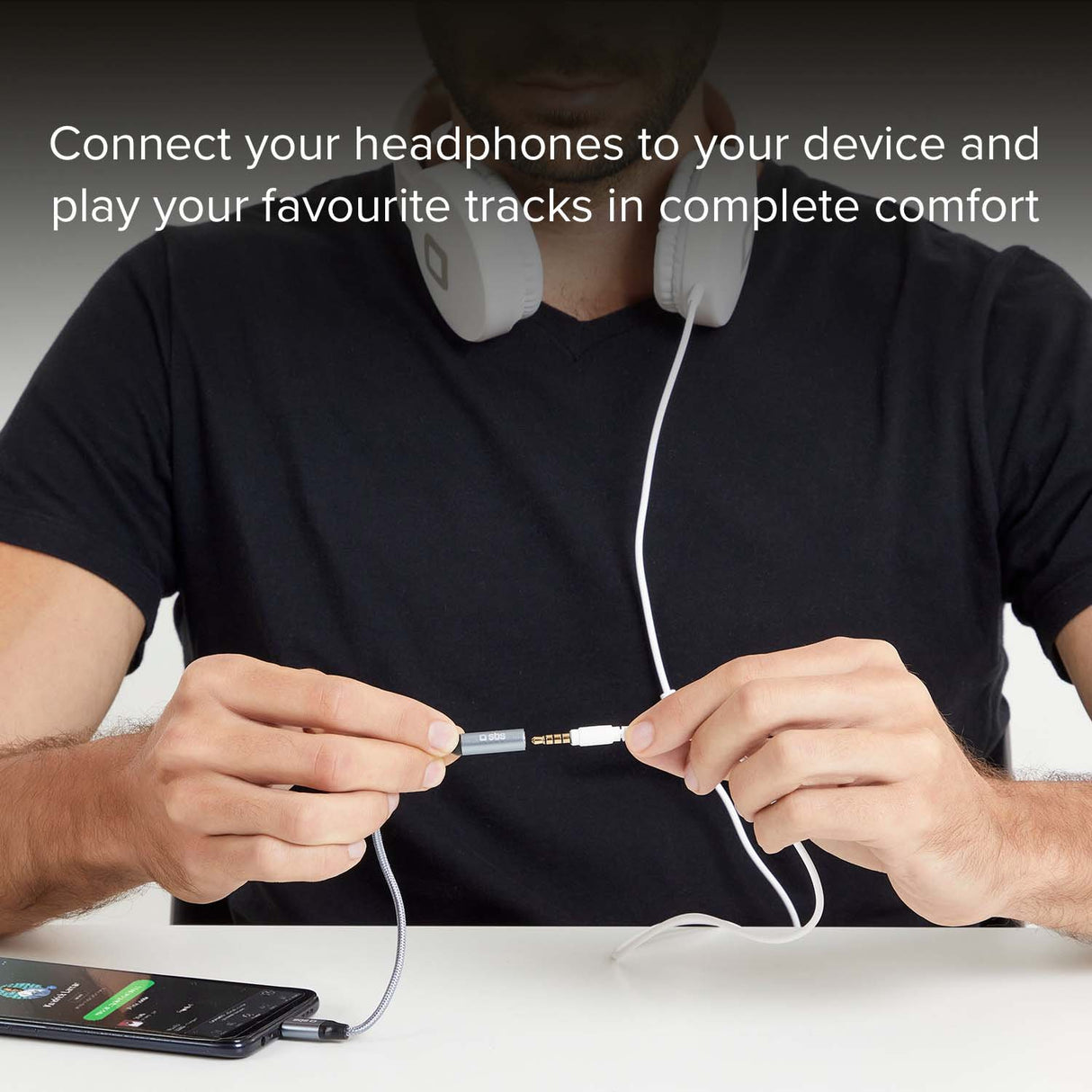 SBS USB C til mini jack adapter. Grå