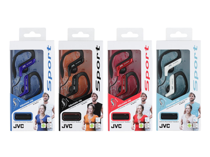 JVC ear clip høretelefoner til sport med fjernbetjening og mikrofon. Sort