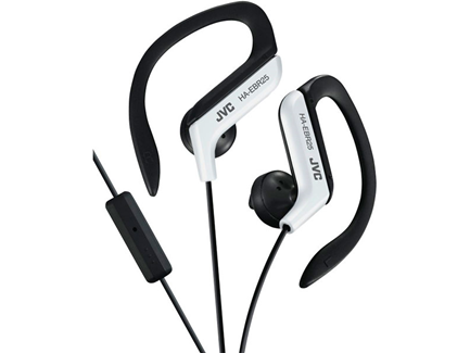 JVC ear clip høretelefoner til sport med fjernbetjening og mikrofon. Hvid