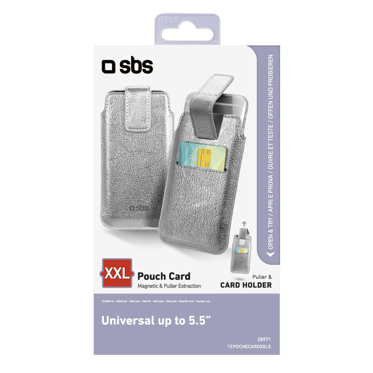 SBS universel lomme til mobil op til 5,5". Sølv