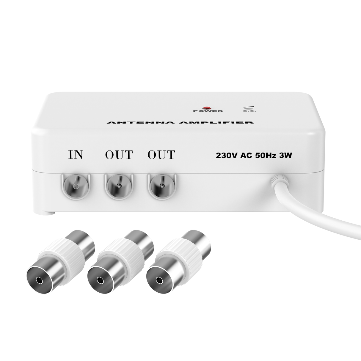 Sinox antenneforstærker 0-20 dB. Hvid