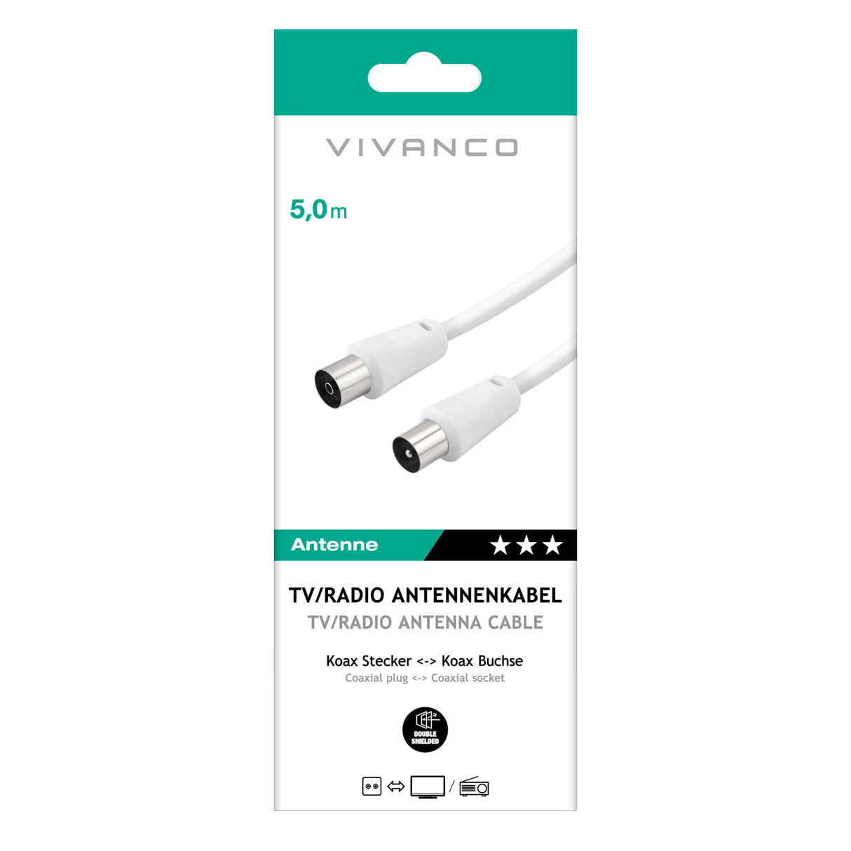 Vivanco Han/Han-antennekabel 50dB
