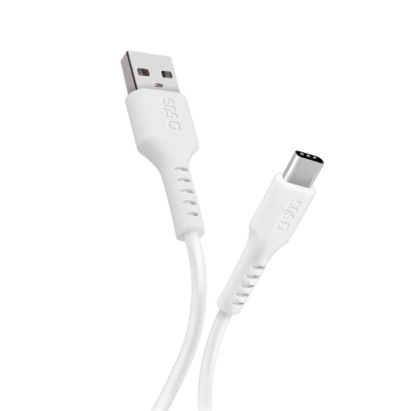 SBS 1 meter USB-A til USB-C data- og opladningskabel. Hvid
