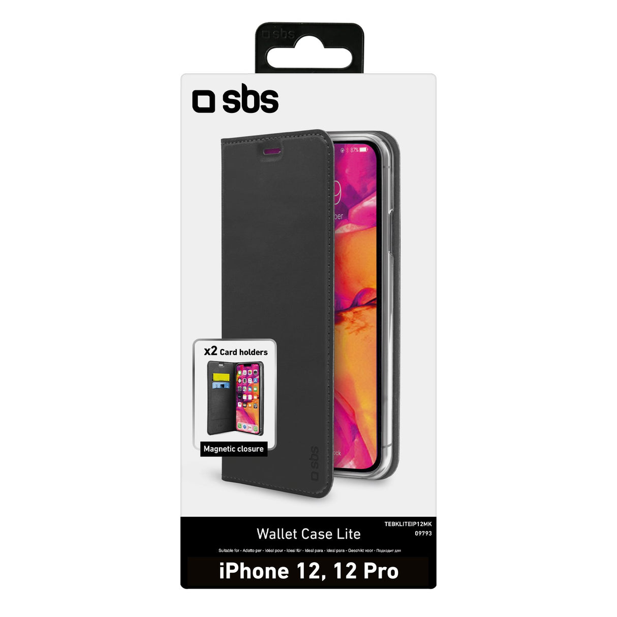 SBS book wallet lite cover til iPhone 12 / 12 Pro®. Sort