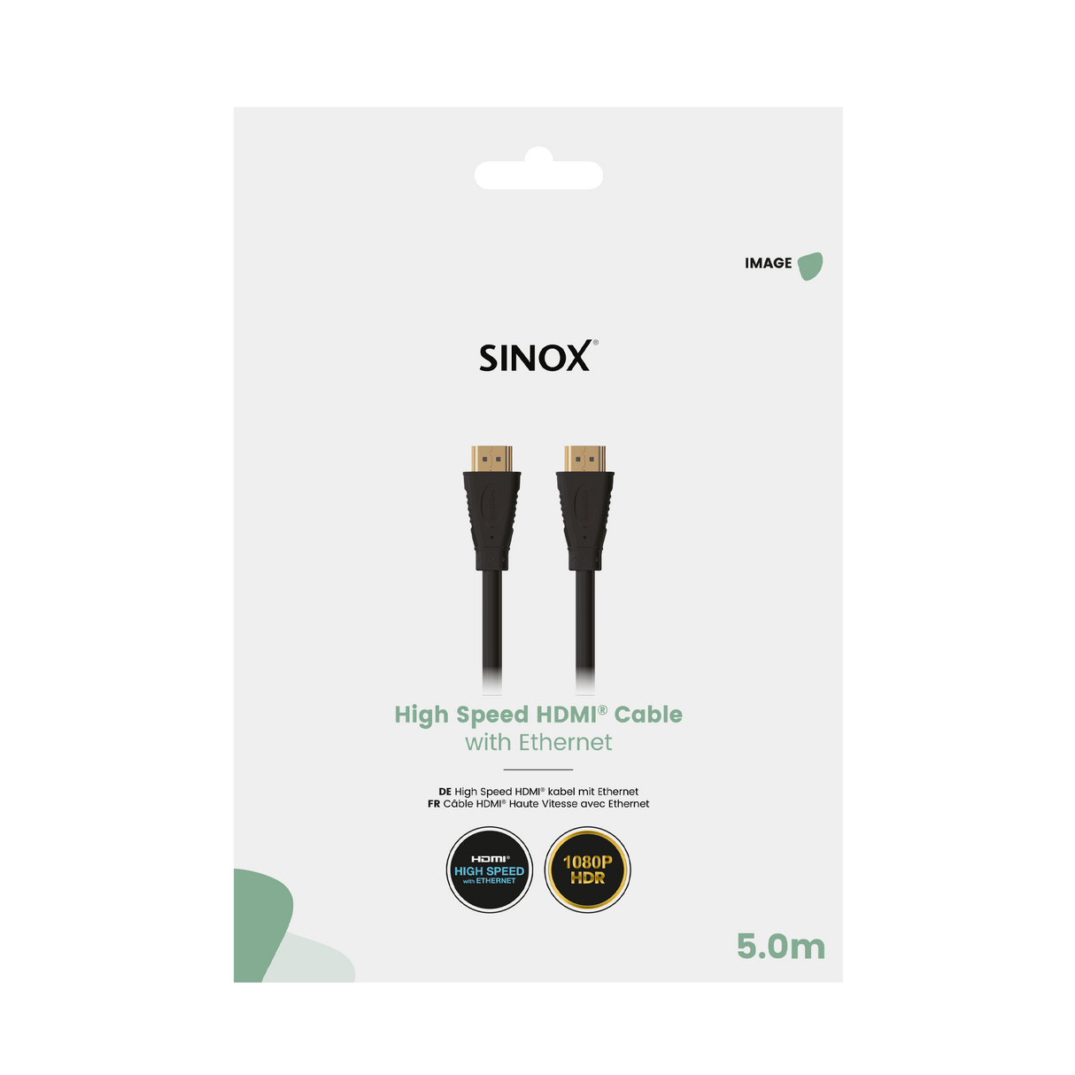 Sinox HDMI™ kabel 4K30Hz+E. 5m. Sort