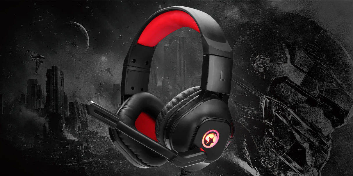 Marvo gaming headset m/mic. Sort/rød