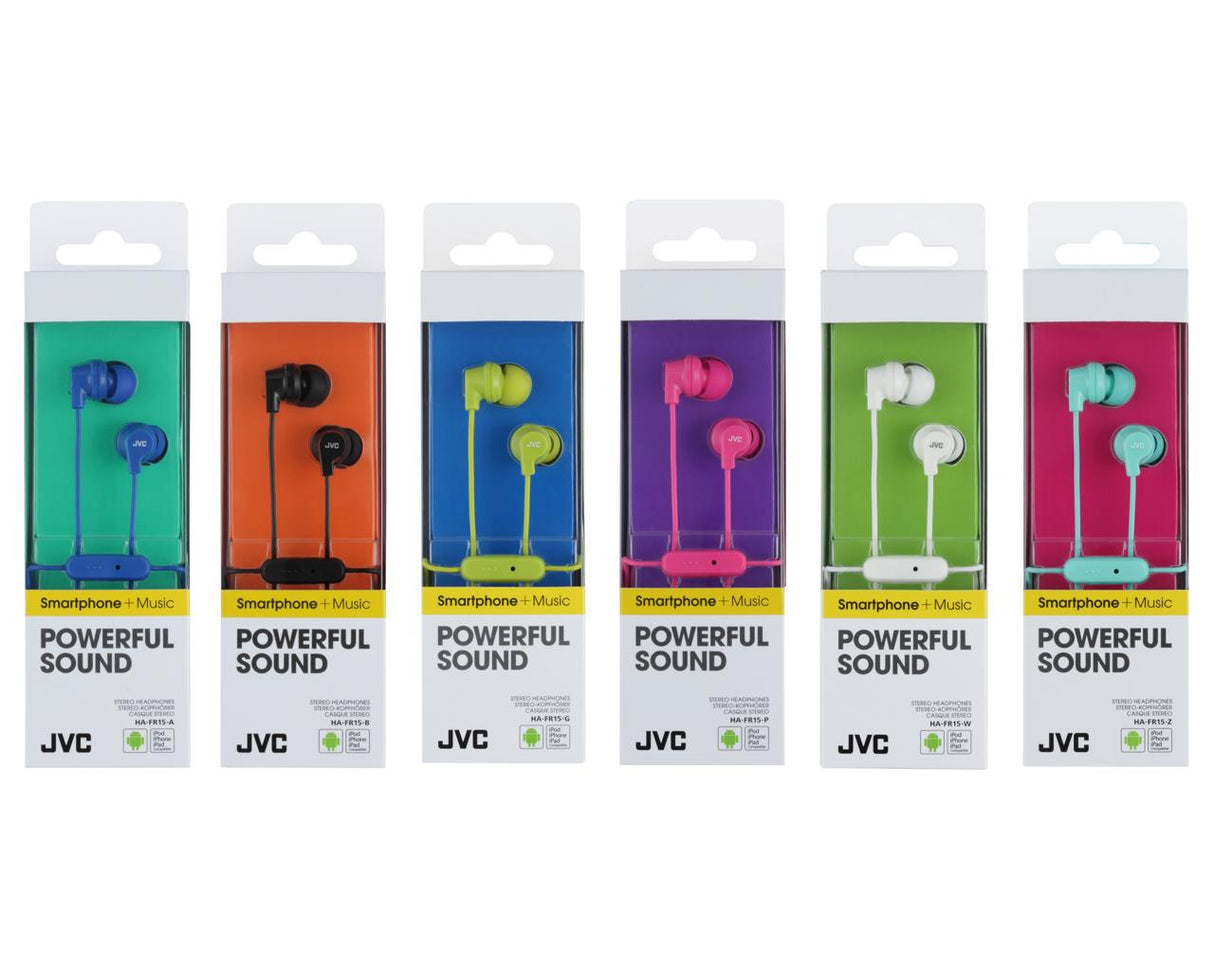 JVC in-ear høretelefoner med fjernbetjening og mikrofon. Grøn