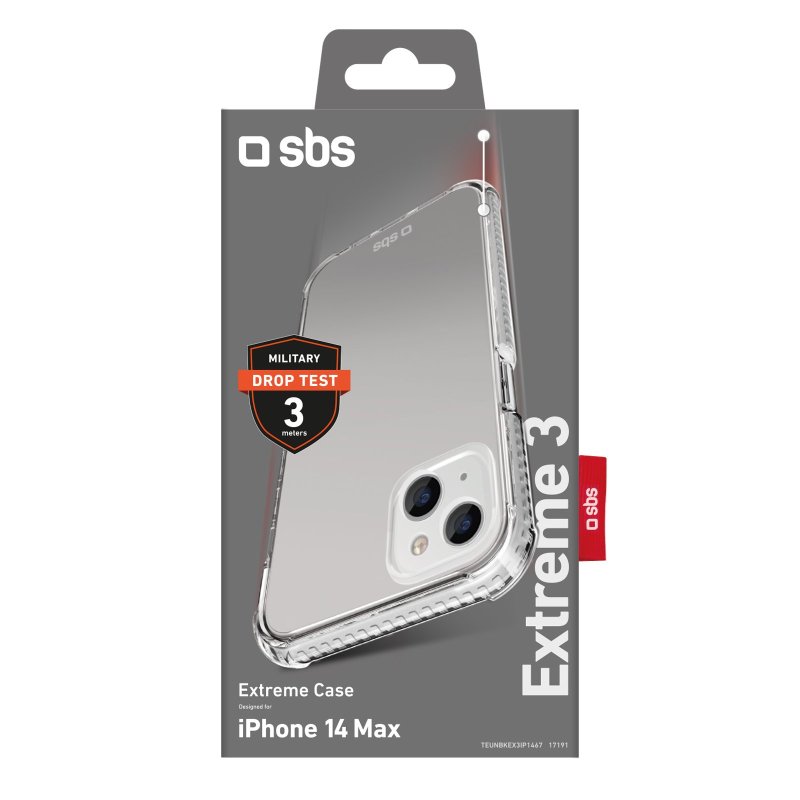 SBS Extreme X3 cover til iPhone 14 Plus®. Gennemsigtig