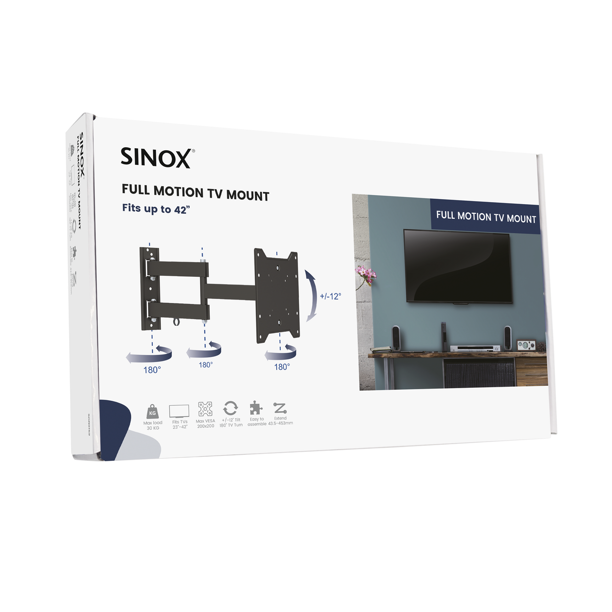 Sinox One TV vægbeslag. 23"-42". Sort