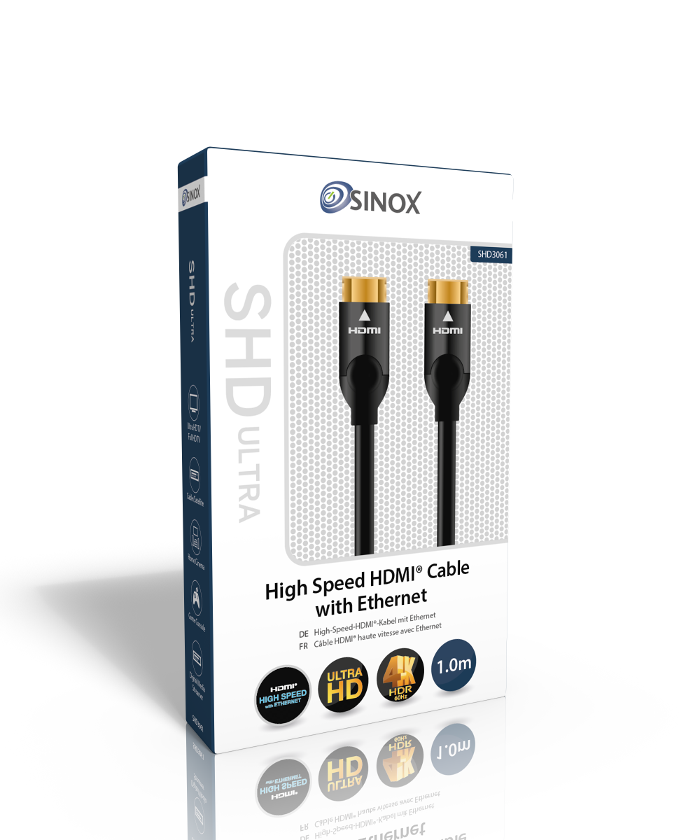 Sinox SHD HDMI™ kabel 4K60Hz+E. 1m. Sort