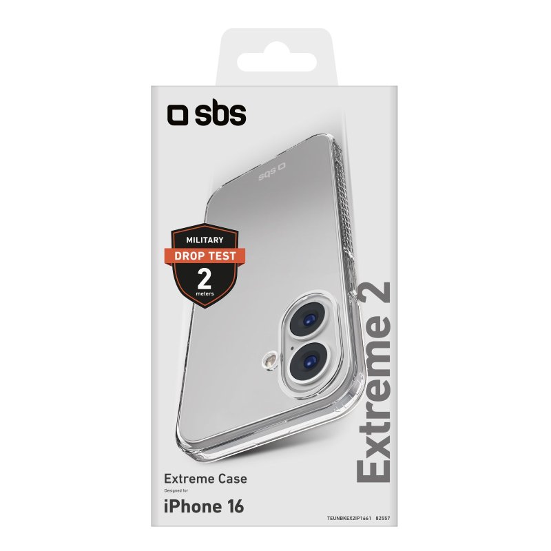 SBS Extreme X2 Cover til iPhone 16. Gennemsigtig