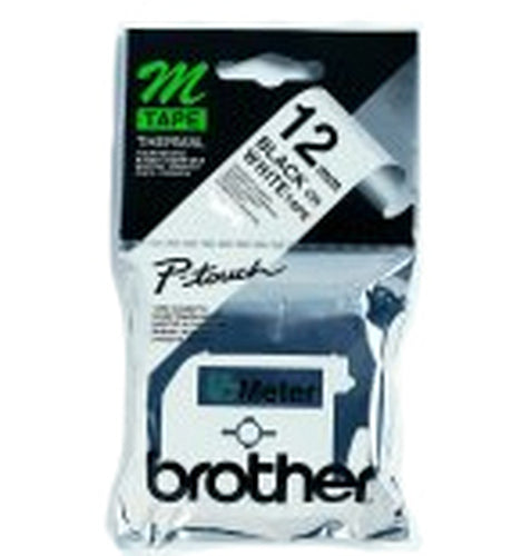 Brother Labelling Tape - 12mm, Black/White, Blister etiketbånd M